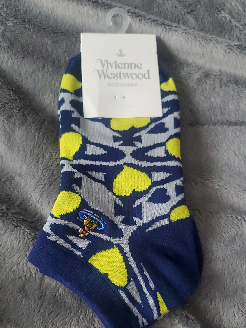 Vivienne Westwood Navy, Yellow & Gray Patterned Casual Socks